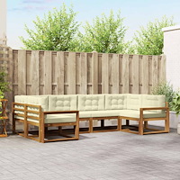 vidaXL Utomhussoffset med kudde 6 pcs Naturlig och Grädde