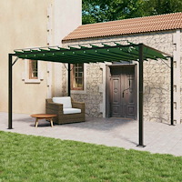 vidaXL Gazebo med louvred tak Grön 3 x 4 x 2,14 m Duk och Aluminium