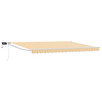 vidaXL Manuell utdragbar markis med LED-lampor Gul och Vit 4 x 2 m