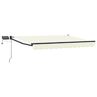 vidaXL Manuell utdragbar markis med LED-lampor Kräm 3,5 x 2 m