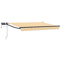 vidaXL Manuell utdragbar markis med LED-lampor Gul och Vit 3 x 2,5 m