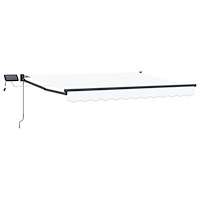 vidaXL Manuell utdragbar markis med LED-lampor Vit 3 x 2,5 m