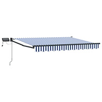 vidaXL Manuell utdragbar markis med LED-lampor Blå och Vit 3,5 x 2,5 m