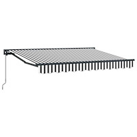 vidaXL Manuell Utdragbar Markis Antracit och vitt 3 x 2 m