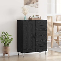 vidaXL Sideboard med låda Svart Ek 69,5 x 34 x 90 cm Konstruerat trä