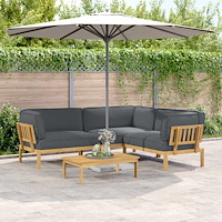 vidaXL Soffset med kudde Enfärgad 4 pcs Antracit Massivt Akaciaträ