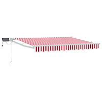 vidaXL Manuell utdragbar markis med LED-lampor Röd och Vit 3,5 x 2,5 m