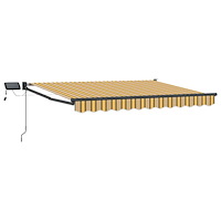 vidaXL Manuell utdragbar markis med LED-lampor Gul och Grå 3,5 x 2,5 m