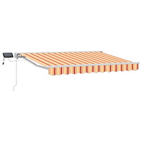 vidaXL Manuell markisram med LED-lampor Gul och Orange 3,5 x 2,5 m
