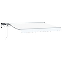 vidaXL Manuell markisram med LED-lampor Vit 3,5 x 2,5 m