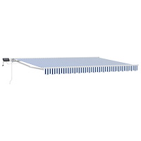 vidaXL Manuell markisram med LED-lampor Blå och Vit 4,5 × 3,5 m