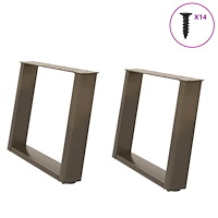 vidaXL Soffbordsben U-formade 2 st naturstål 70x(42-43) cm stål