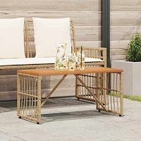 vidaXL Utomhusbord Naturfärg 80 x 40 x 40 cm Stål och poly rattan