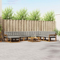 vidaXL Utomhussoffset 9 pcs Naturlig och Ljus Grå Massivt Akaciaträ