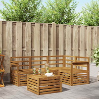 vidaXL Utomhussoffset 5 pcs Naturfärg Massivt Akaciaträ