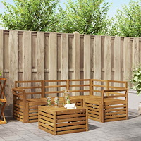 vidaXL Utomhussoffset 5 pcs Naturfärg Massivt Akaciaträ