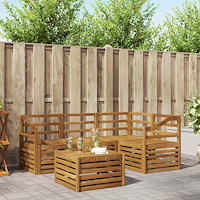 vidaXL Utomhussoffset 5 pcs Naturfärg Massivt Akaciaträ