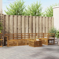 vidaXL Sektionsoffgrupp 7 pcs Naturfärg Massivt Akaciaträ