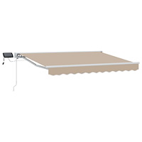 vidaXL Manuell markisram med LED-lampor Beige 3 x 2 m