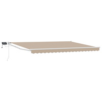 vidaXL Manuell utdragbar markis med LED-lampor Beige 5 x 3 m