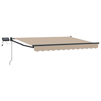 vidaXL Manuell utdragbar markis med LED-lampor Beige 3,5 x 2 m