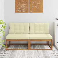 vidaXL Utomhus Mellansoffa 2 Stycke Naturfärg Massivt Akaciaträ