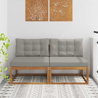 vidaXL Utomhus Mellansoffa 2 Stycke Naturfärg Massivt Akaciaträ