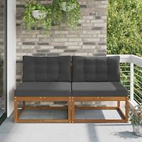 vidaXL Utomhus Mellansoffa 2 Stycke Naturfärg Massivt Akaciaträ