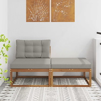 vidaXL Sektionell Soffa Enheter 2 Stycke Naturfärg Massivt Akaciaträ