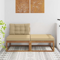 vidaXL Sektionell Soffa Enheter 2 Stycke Naturfärg Massivt Akaciaträ