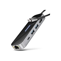AXAGON AXAGON HMC-6GLN Glass - dockningsstation - USB-C 3.2 Gen 1 / USB 3.0 / USB4 / Thunderbolt 3 / Thunderbolt 4 - HDMI - 1Gb...