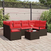 vidaXL Soffset 7 pcs Brun och Röd konstrotting