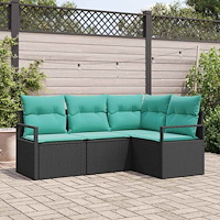 vidaXL Soffset 4 pcs Svart konstrotting