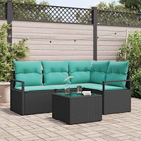 vidaXL Soffset med kudde 5 pcs Svart konstrotting