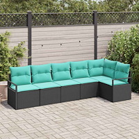 vidaXL Soffset 6 pcs Svart konstrotting