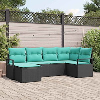 vidaXL Soffset med kudde 6 pcs Svart konstrotting