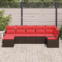 vidaXL Soffset med kudde 7 pcs Brun konstrotting