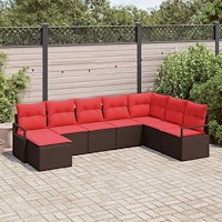 vidaXL Soffset med kudde 8 pcs Brun konstrotting