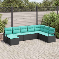 vidaXL Soffset med kudde 8 pcs Svart konstrotting