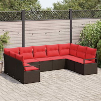 vidaXL Soffset med kudde 9 pcs Brun konstrotting