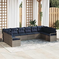 vidaXL Soffset med kudde 10 pcs Grå konstrotting