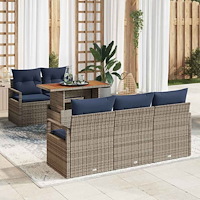 vidaXL Trädgårdsoffset med kudde 6 pcs grått och marinblått