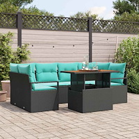 vidaXL Trädgårdsoffset med kudde 7 pcs Svart och blå