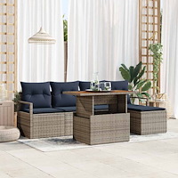 vidaXL Trädgårdsmöbelset med kudde 6 pcs Grå och Marinblå