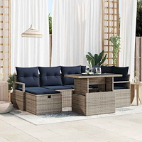 vidaXL Trädgårdsoffset med kudde med lagring 7 pcs konstrotting