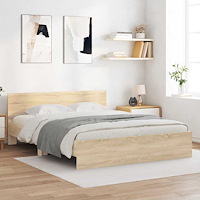 vidaXL Sängram med huvudgavel Sonoma 152 x 203 cm Konstruerat trä