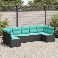 vidaXL Soffset med kudde 7 pcs Svart konstrotting