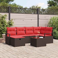 vidaXL Soffset med kudde med lagring 7 pcs Brun och Röd konstrotting