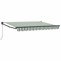 vidaXL Manuell Utdragbar Markis Grön och Vit 3 x 2 m