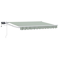 vidaXL Manuell utdragbar markis med LED-lampor Grön och Vit 3,5 x 2 m